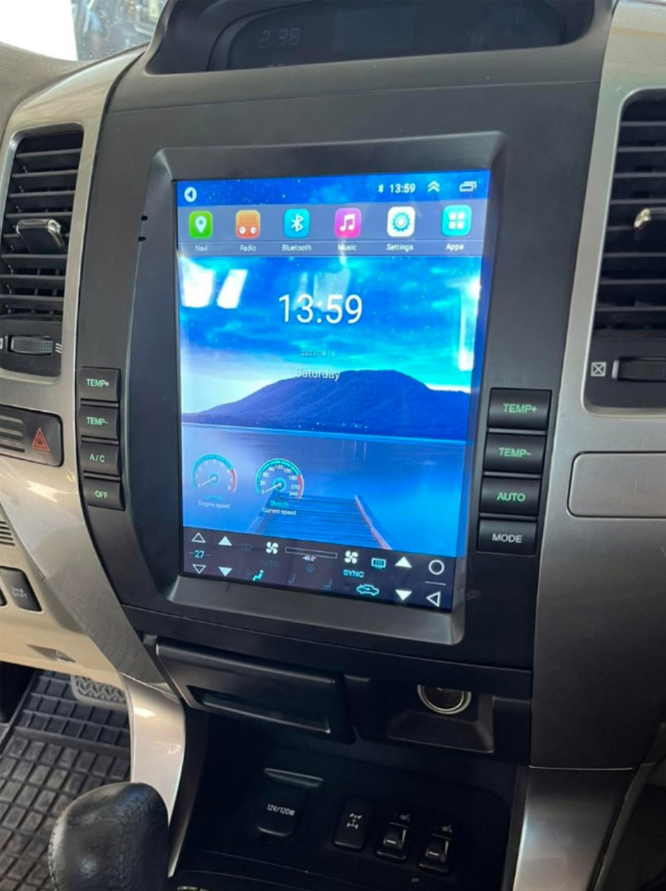 Ecran Tesla Style GPS Android 15.0 et Apple Carplay Toyota Land Cruiser de 2002 à 2009