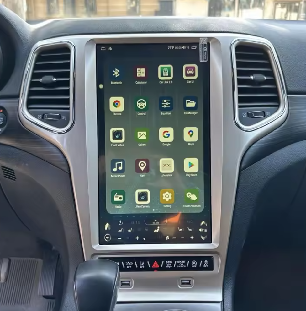 Tablette tactile 34 cm GPS Android 13.0 et Apple Carplay Jeep Grand Cherokee de 2011 à 2013