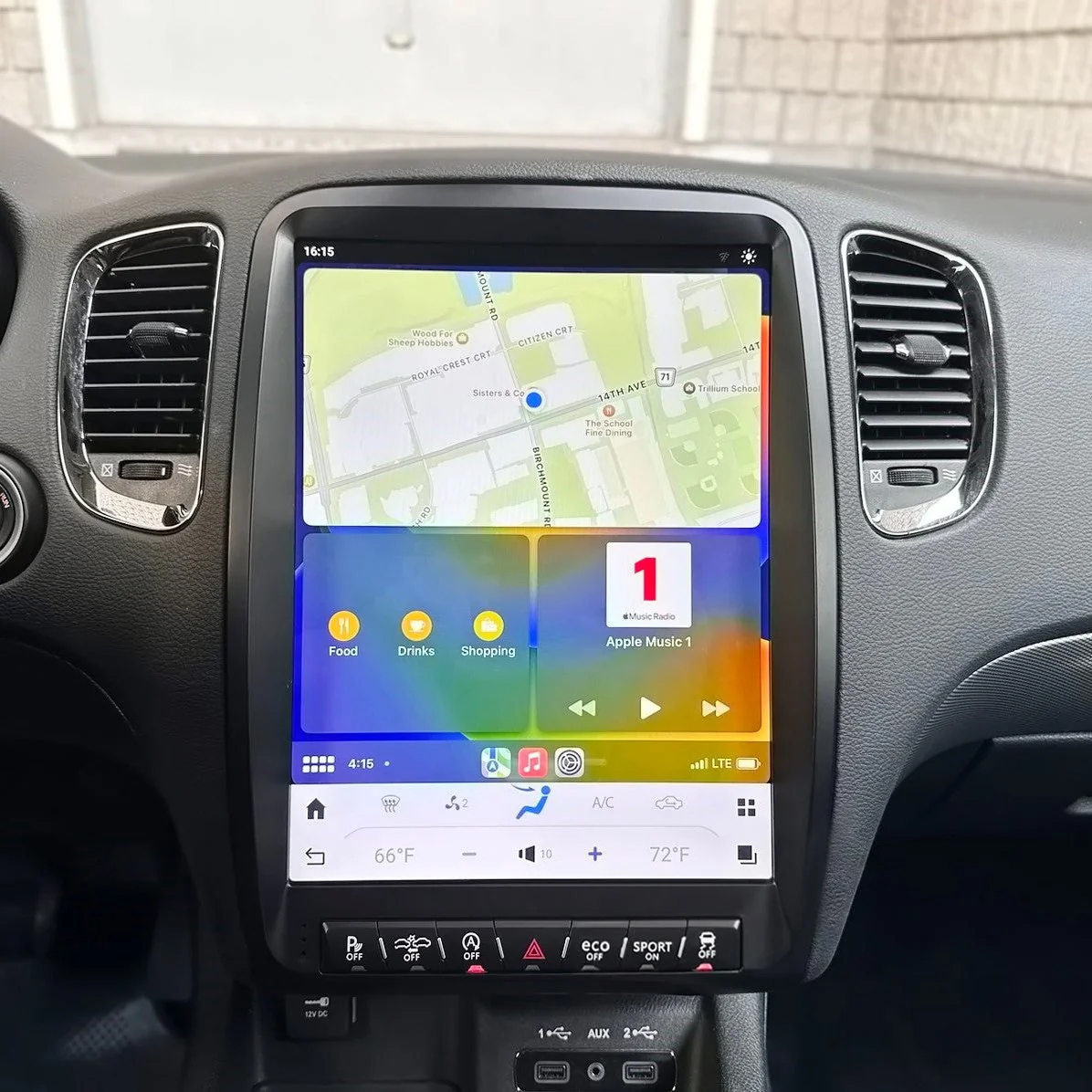 Tablette tactile 37 cm GPS Android 13.0 et Apple Carplay Dodge Durango de 2014 à 2020