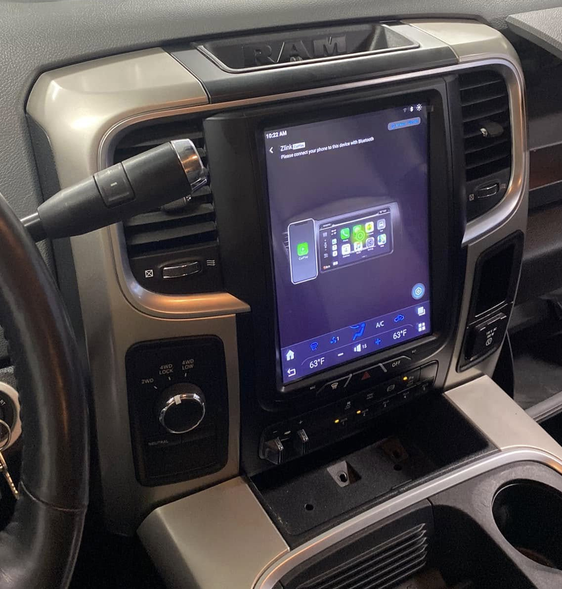 Tablette tactile 25 cm GPS Android 13.0 et Apple Carplay Dodge RAM 1500 2500 3500 de 2013 à 2019
