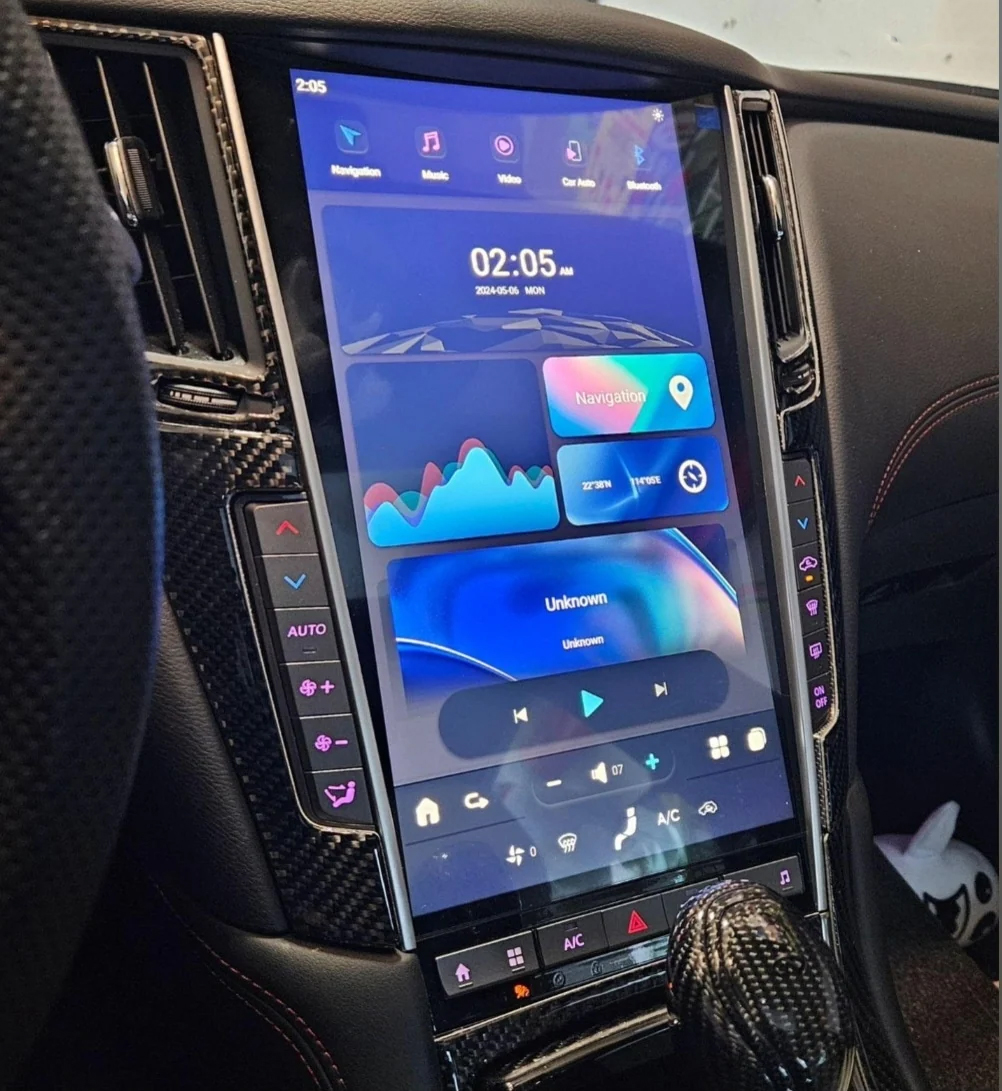Ecran Tesla Style GPS Android 15.0 et Apple Carplay Infiniti Q50 et Q60 de 2014 à 2019
