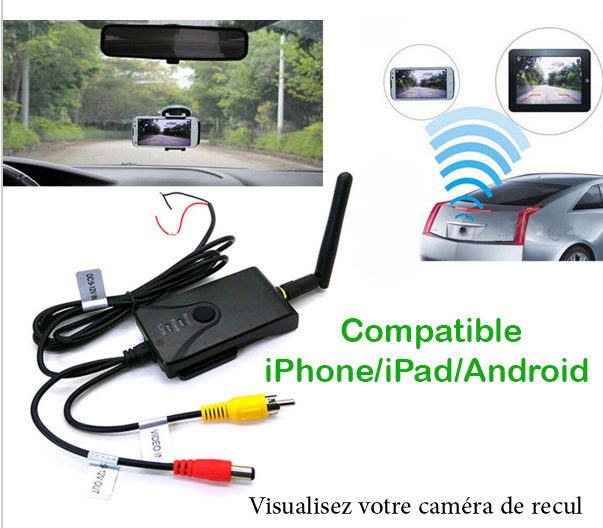 Transmetteur WIFI caméra de recul pour iPhone et SmartPhone et autoradio Android