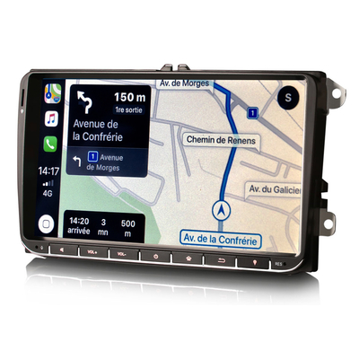 Autoradio tactile GPS Android 10.0 et Apple Carplay Volkswagen Amarok Coccinelle Sharan Transporter Polo Caddy Eos Golf Scirocco Passat Tiguan et Touran
