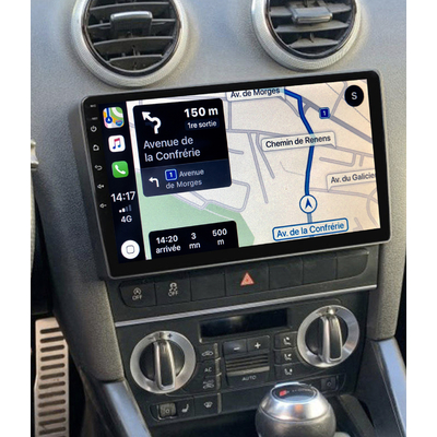 Ecran tactile QLED GPS Apple Carplay et Android Auto sans fil Audi A3 de 2003 à 2012