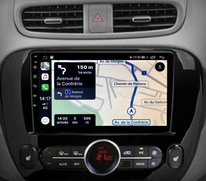 Autoradio tactile GPS Android 13.0 et Apple Carplay Kia Soul
