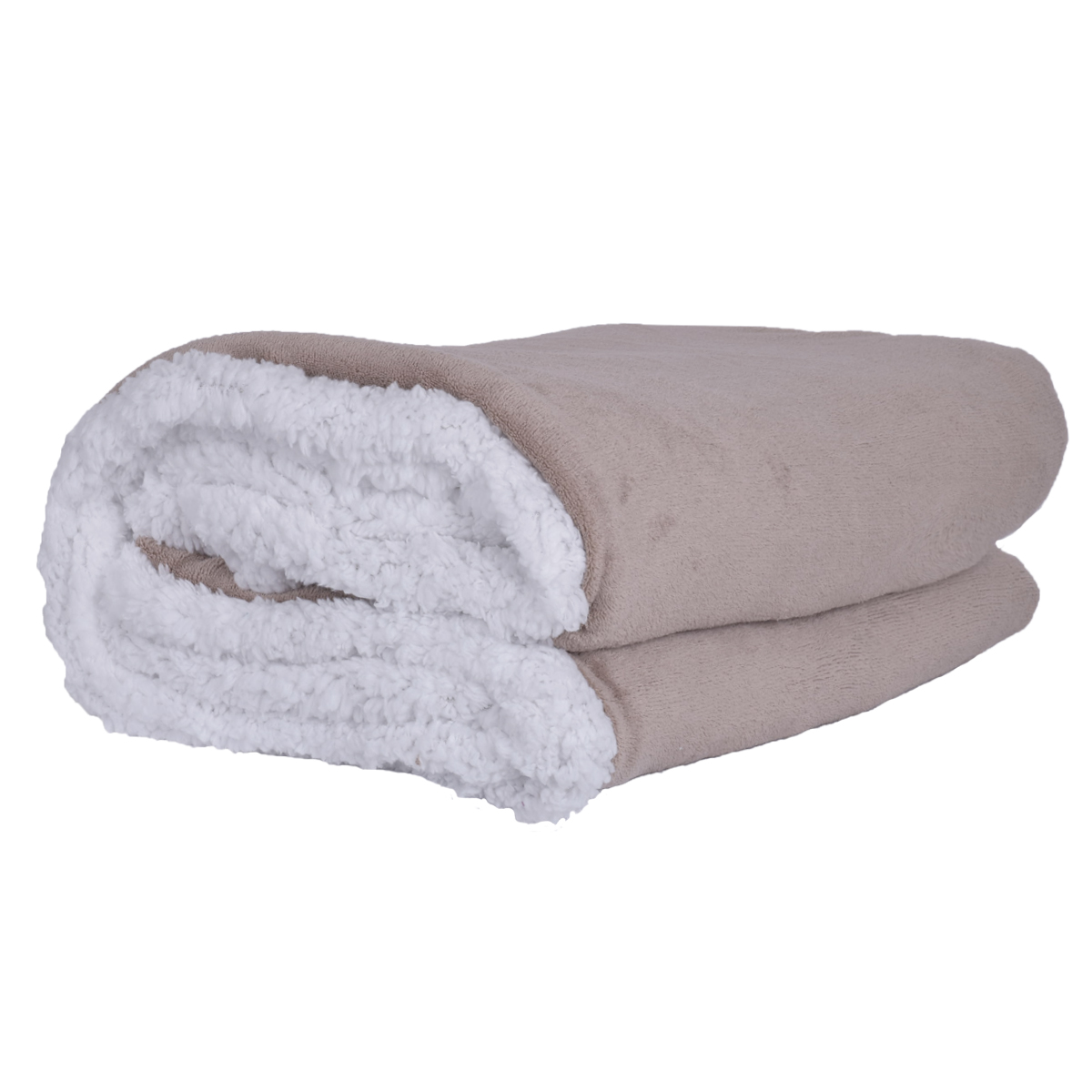 Plaid couverture polaire double face qualité Sherpa beige 2