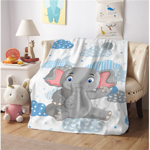 Plaid bébé couverture polaire double face qualité flanelle éléphant nuage