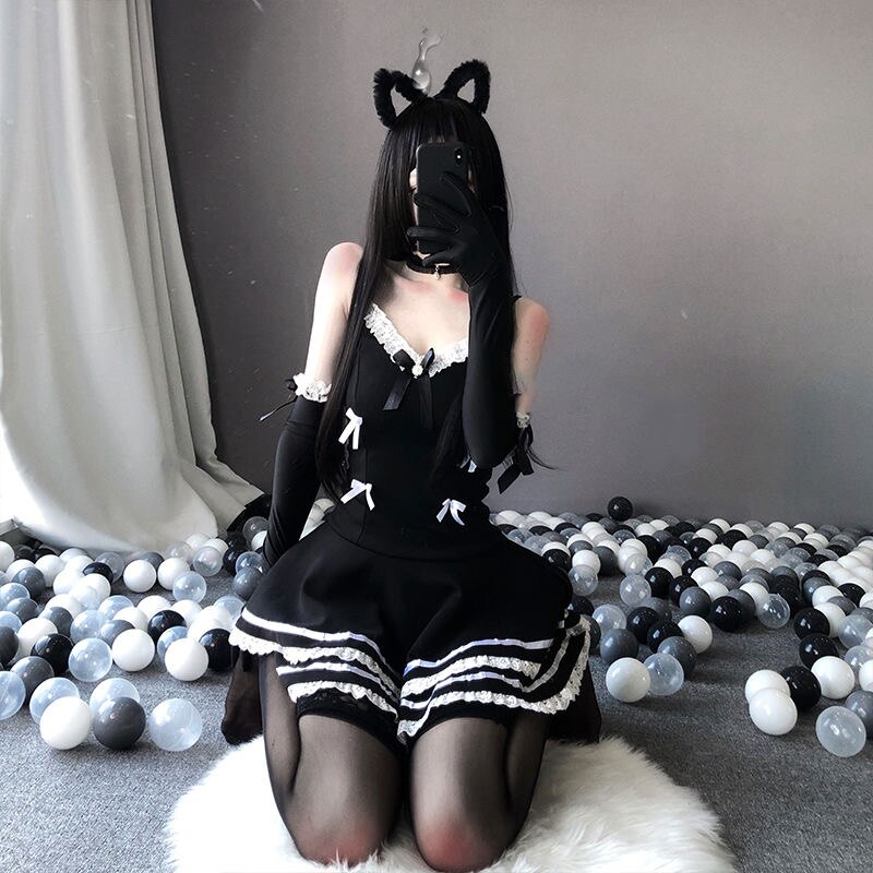 2020-nouveau-Sexy-femme-de-chambre-Cosplay-Costumes-mignon-noir-robe-et-string-Sexy-Anime-cole