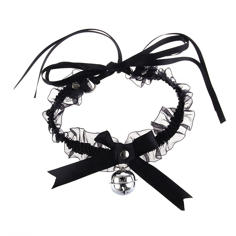 Nouveau-mode-femmes-gothique-Simple-Sexy-dentelle-collier-pendentif-noeud-cloche-ras-du-cou-collier-robe