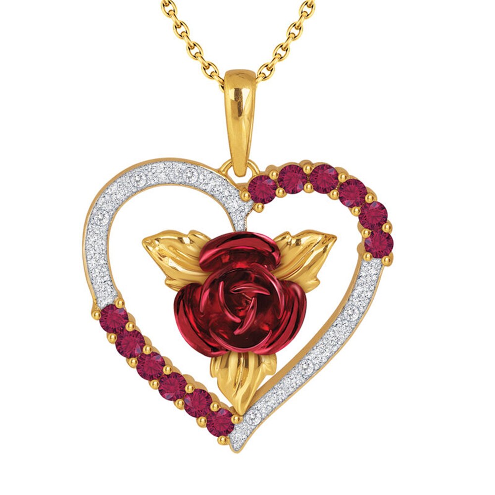 Romantique-Coeur-Rose-Pendentif-Collier-Rouge-et-Blanc-Strass-Collier-Femme-Bijoux-Exquis-Mari-e-Fian