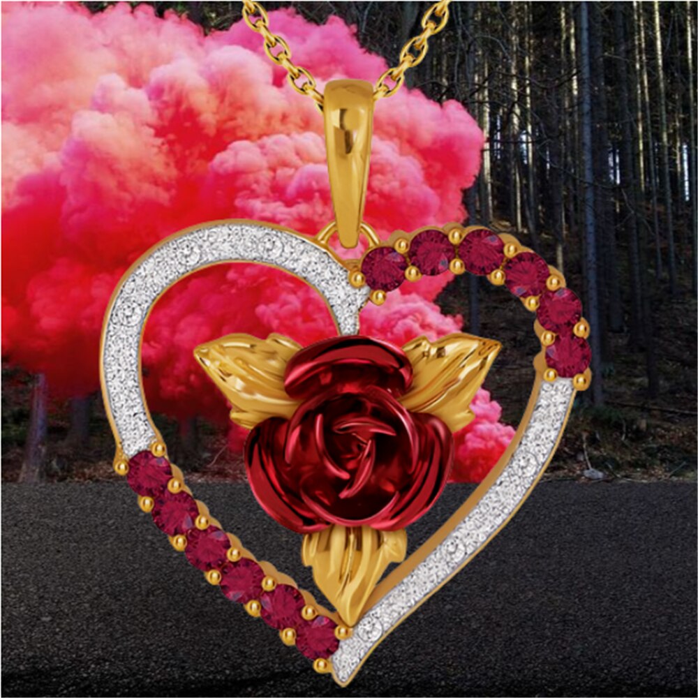 Romantique-Coeur-Rose-Pendentif-Collier-Rouge-et-Blanc-Strass-Collier-Femme-Bijoux-Exquis-Mari-e-Fian