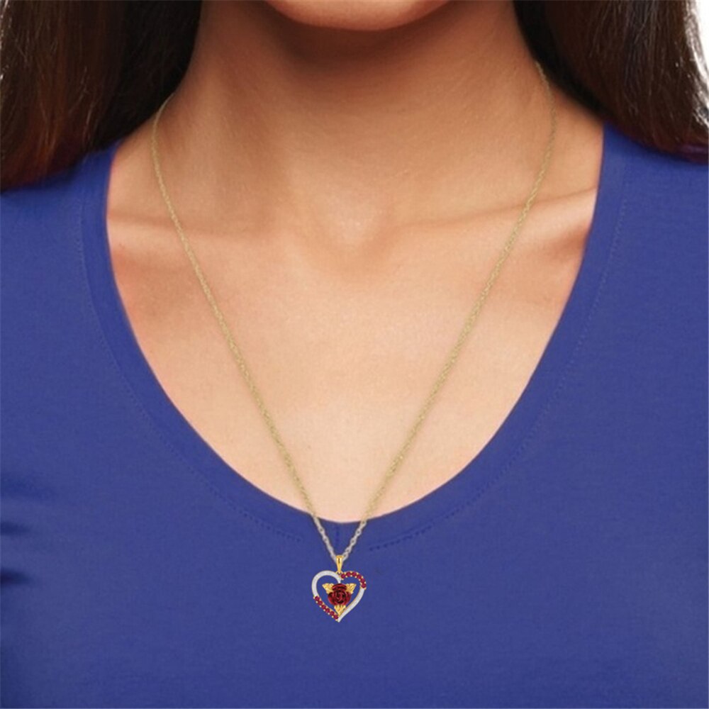 Romantique-Coeur-Rose-Pendentif-Collier-Rouge-et-Blanc-Strass-Collier-Femme-Bijoux-Exquis-Mari-e-Fian