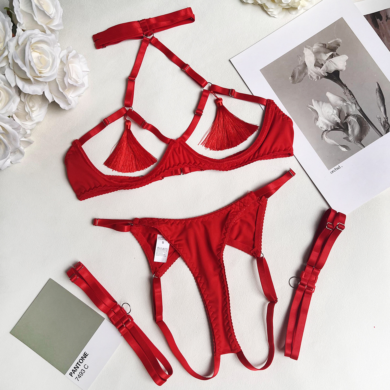 Yimunancy-Ensemble-de-lingerie-pampilles-pour-femmes-licou-d-coup-ensemble-sexy-rouge-noir-dos-ouvert