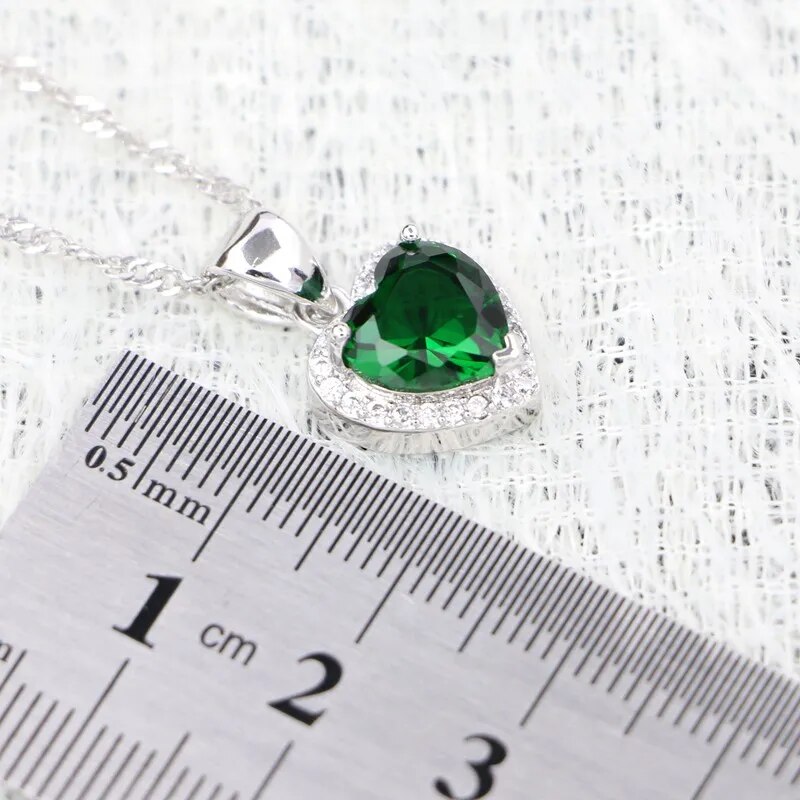 Collier-pendentif-en-forme-de-c-ur-en-zircon-cubique-vert-bijoux-en-argent-925-pour