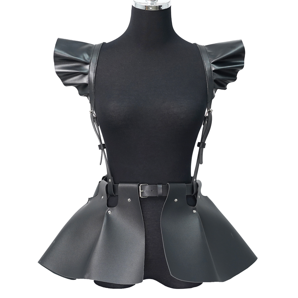 Jupe-en-cuir-SFP-pour-femme-ourlet-volants-taille-de-style-gothique-ceinture-initi-e-accessoire