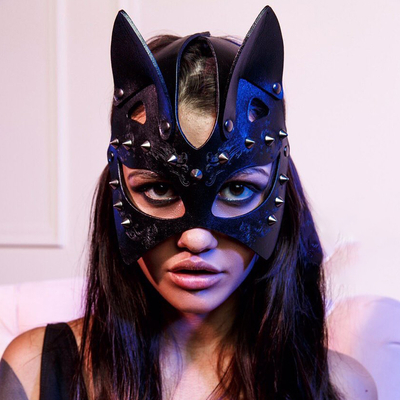 Masque-de-chat-en-cuir-clout-demi-visage-pour-adultes-cosplay-punk-f-te-d-Halloween