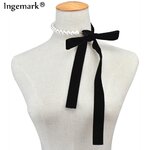 Punk-Long-en-ruban-de-velours-noir-noeud-papillon-imitation-de-perles-collier-breloques-bijoux-gothiques