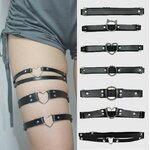 Jarretelles-en-cuir-Pu-lastique-pour-femmes-Sexy-Punk-coeur-Rivet-anneau-de-cuisse-Goth-Harajuku