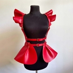 Jupe-en-cuir-SFP-pour-femme-ourlet-volants-taille-de-style-gothique-ceinture-initi-e-accessoire