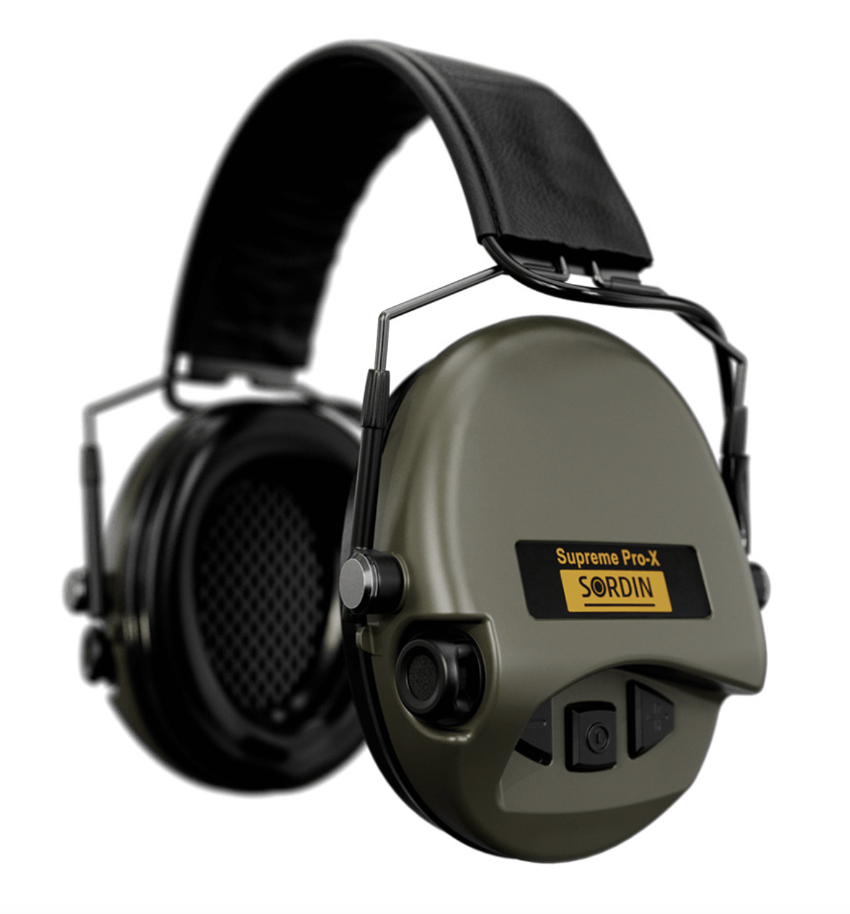 Casque anti-bruit Suprême Pro-X SLIM vert olive serre-tête cuir noir