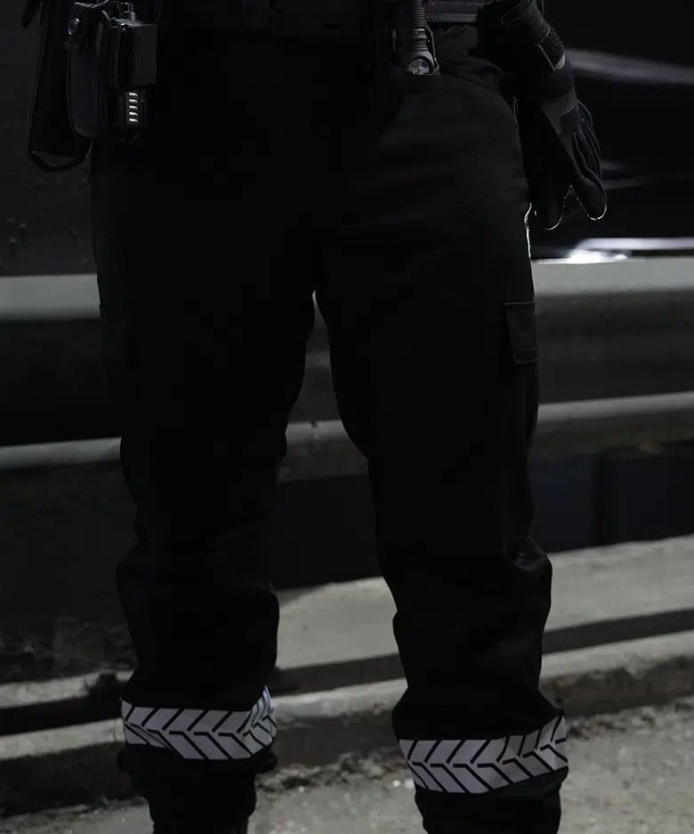 Pantalon sécurité privée noir avec bandes HV – GK SAFETEK