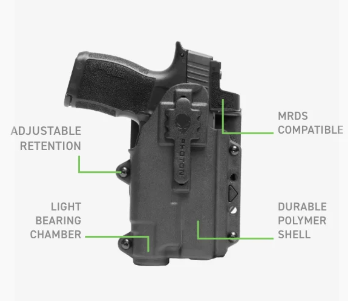 Holster Alien Gear Photon Glock 19/44/45/45X/19X (Gen1-4) avec lampe