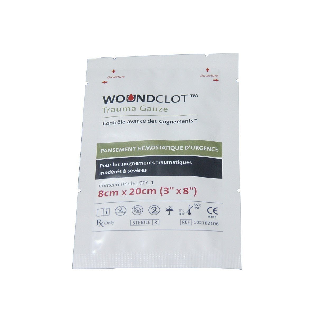 WoundClot Pansement hémostatique 8x20 cm