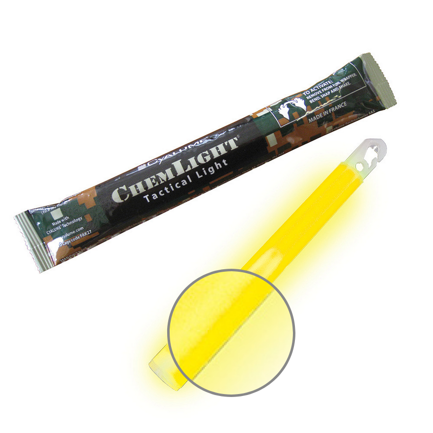Bâton lumineux ChemLight 15 cm - 12 heures jaune