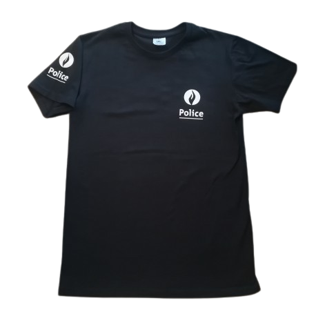 T-SHIRT POLICE Belge Noir