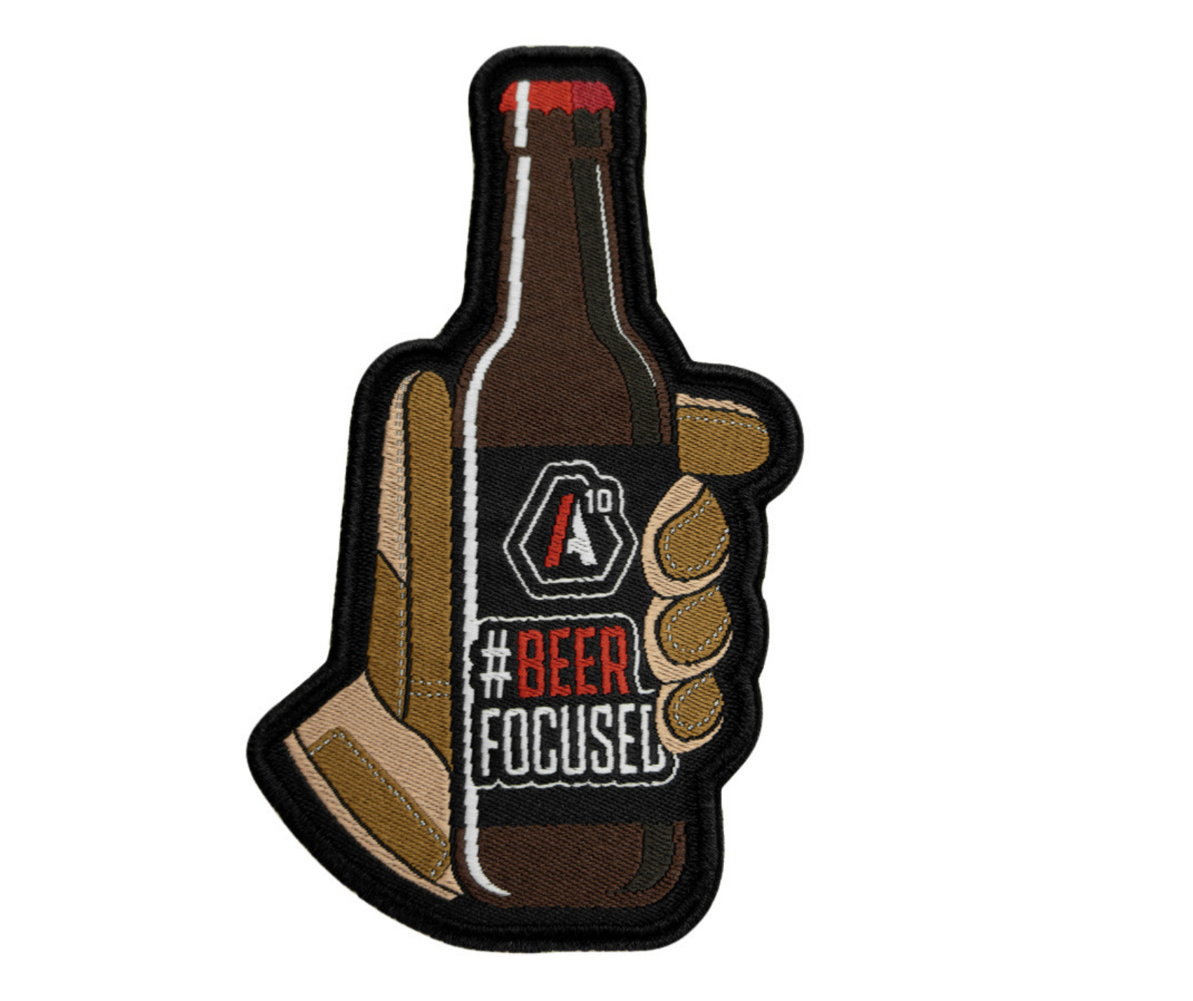Patch SIGNATURE BEER FOCUSED brodé blanc/rouge/brun