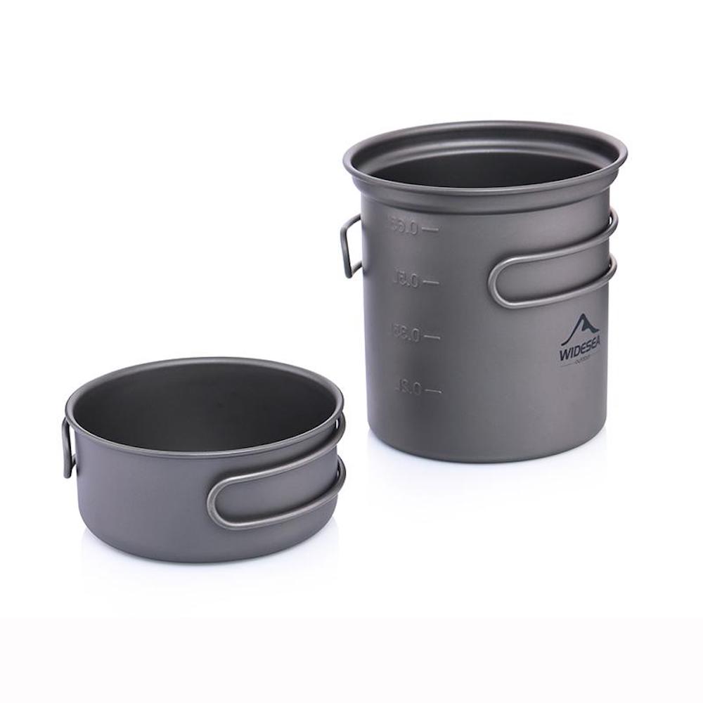 popote en titane avec casserole et pot
