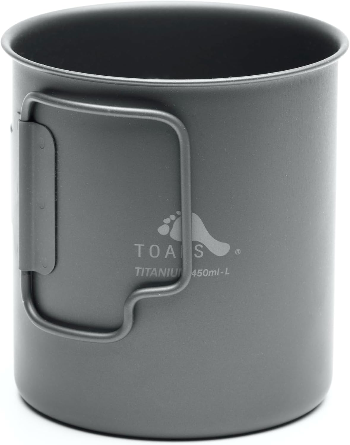 Tasse titane 450 ml avec poignée repliée contre la paroi