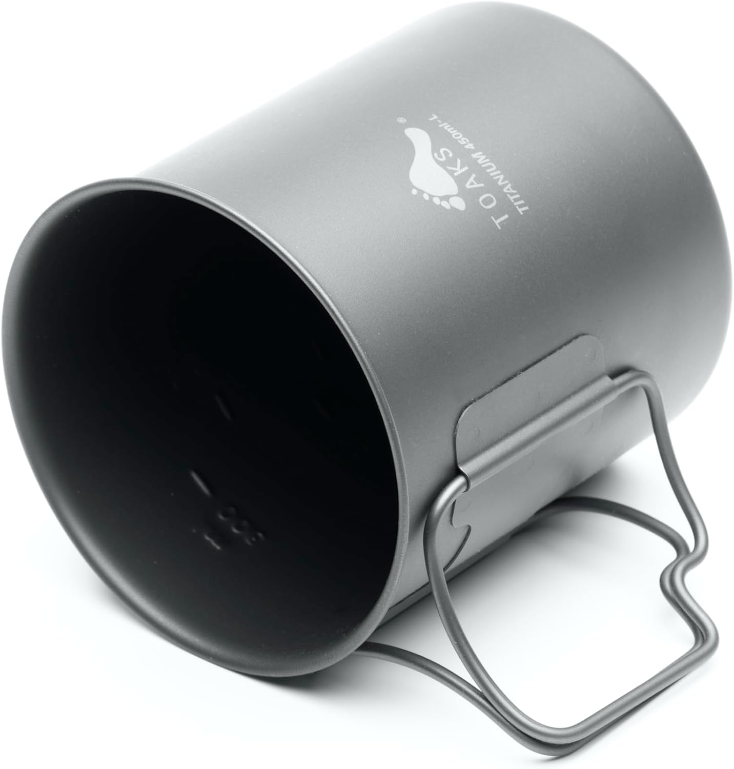 Intérieur de la tasse titane 450 ml TOAKS posée sur le côté