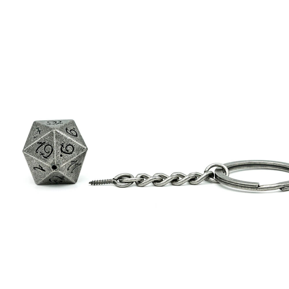 Porte-clés D20 en métal