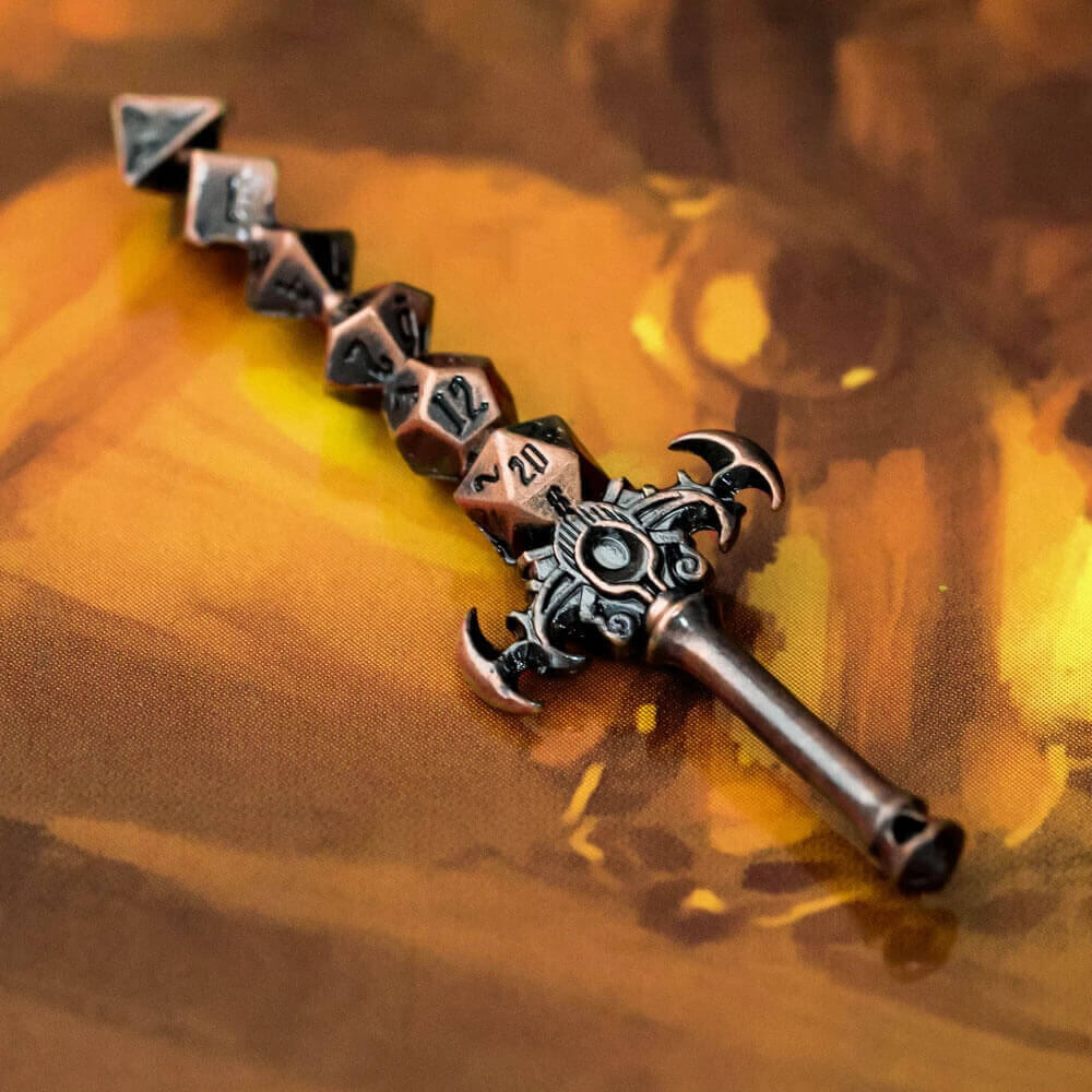 collier Pendentif épée set de Dés en métal
