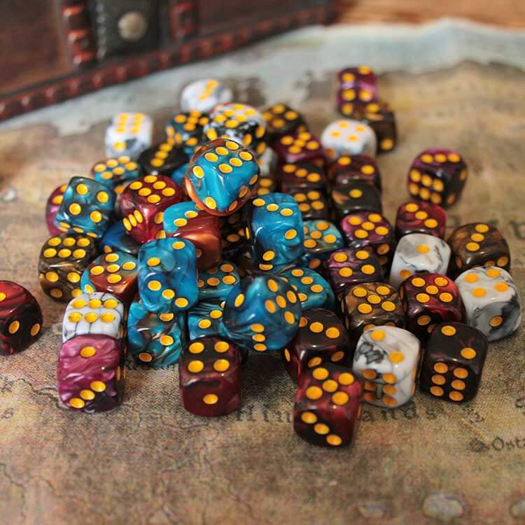 Lot de 10 dés à 6 faces marbrés (10D6)