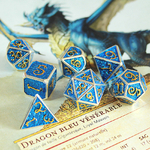 Dés JDR métal dragon bleu