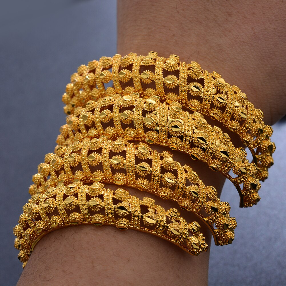 4-pi-ces-or-bracelets-de-manchette-bracelets-africains-thiopiens-femmes-bracelets-Bracelet-bijoux-or-fleur