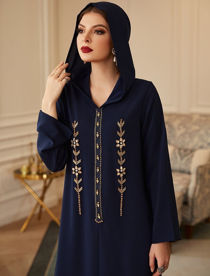 Djellaba bleu 2025 marine et rouge