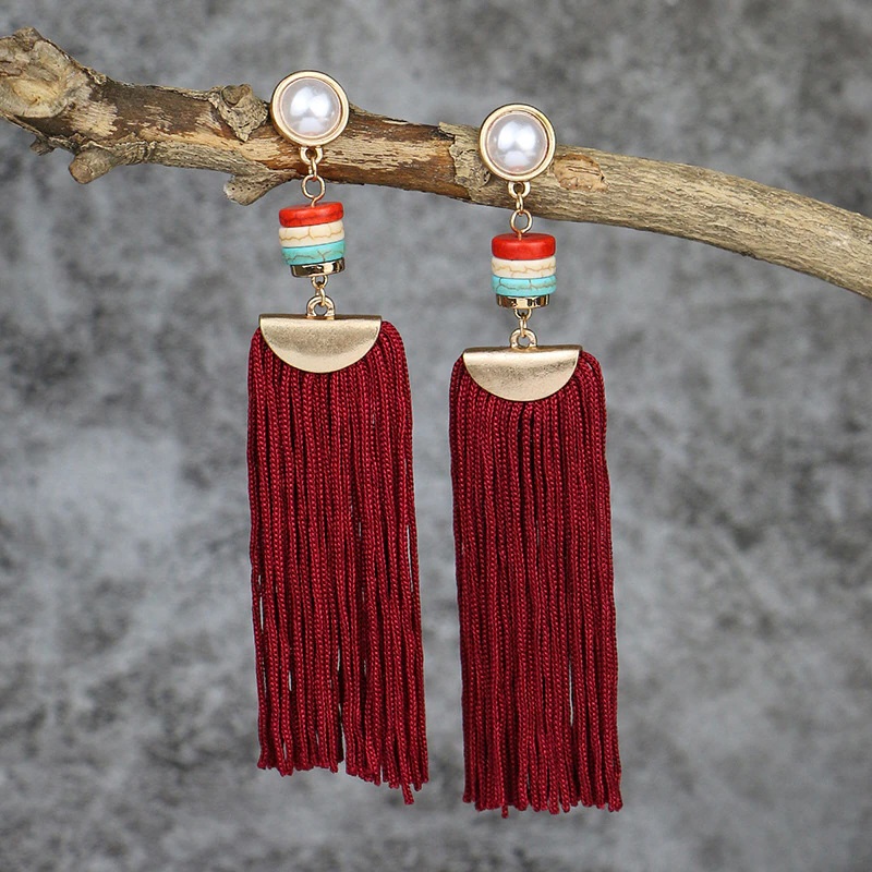 Boucles d'oreilles ethniques rouges