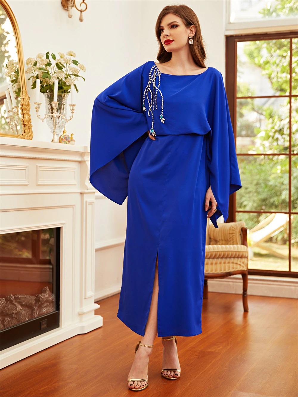 Robe longue bleu