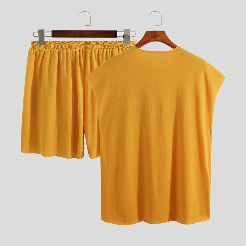 short t shirt homme jaune