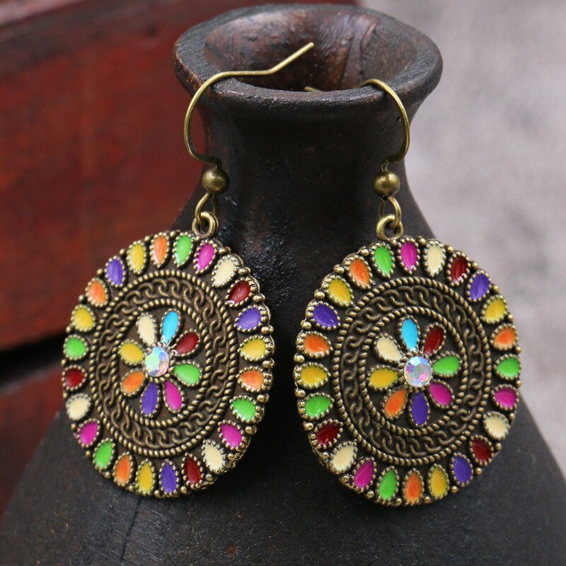 Boucles d'oreilles indienne rondes pendantes