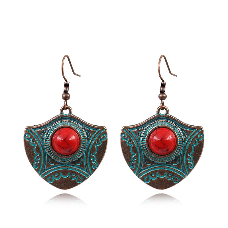 Boucles-d-oreilles-en-pierre-Turquoises-pour-femmes-bouclier-ethnique-sculpt-en-m-tal-bijoux-tib