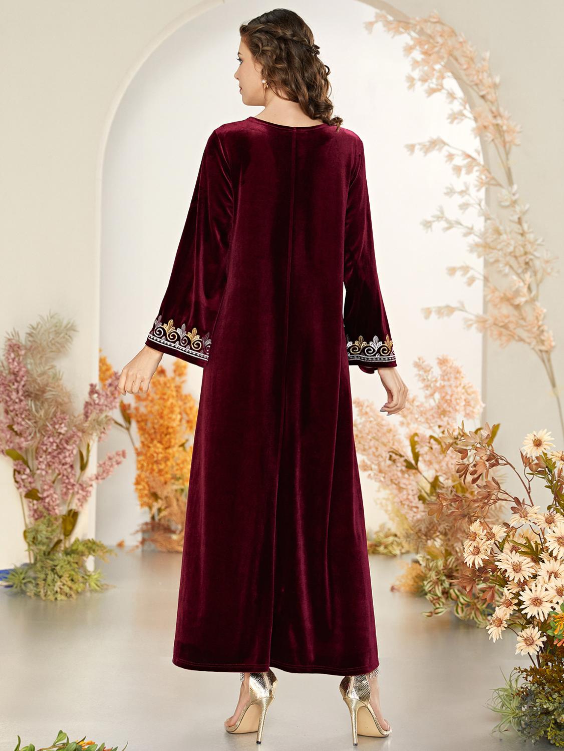 Grande-taille-Maxi-robes-pour-femmes-2020-hiver-l-gant-velours-rouge-manches-longues-Robe-indienne