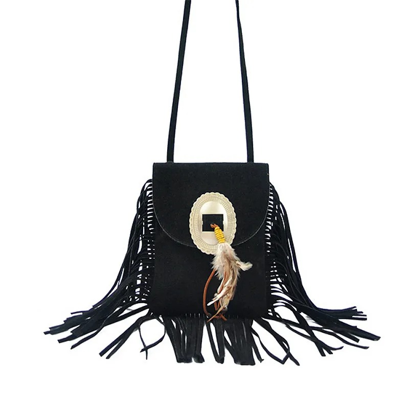 sac à main noir frange