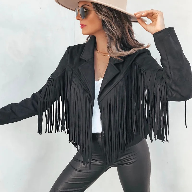 Veste frange noir
