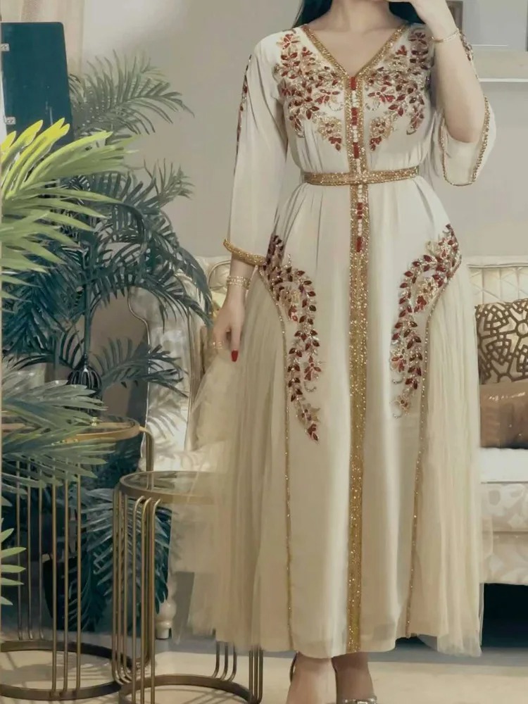 caftan doré longue
