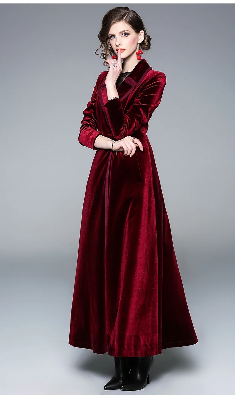 manteau velours rouge femme