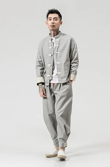 ensemble gris veste et pantalon homme